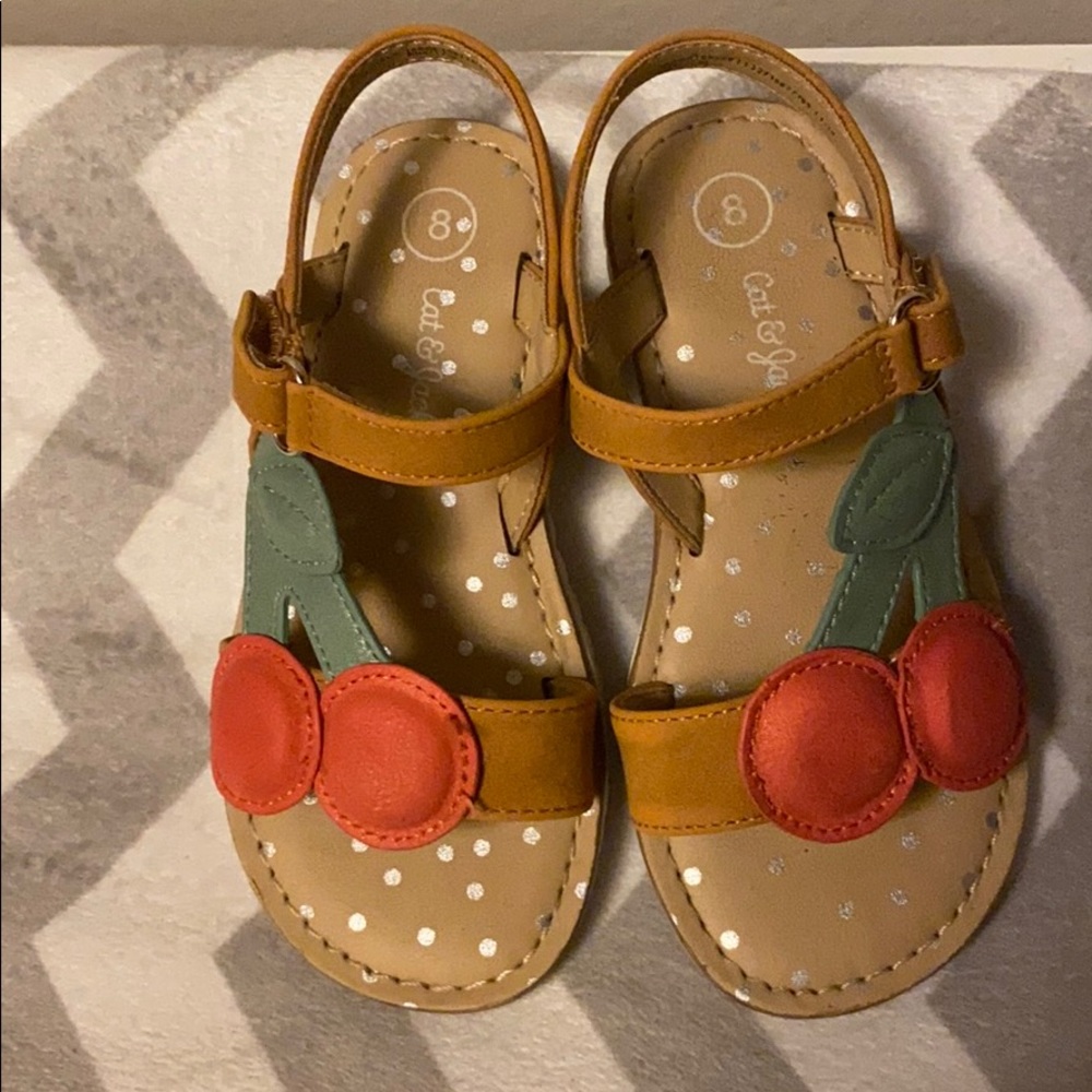 Cherry leather sandals size 8